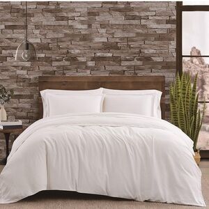 Frye Cotton Linen Blend White Cotton 3-Piece King Duvet Set